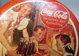 Coca-Cola Tin Can  Red &amp; Gold &quot;Delicious and Refreshing&quot; Drink round 5&quot; - £21.90 GBP