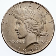 1934 Silber Peace Dollar IN Bu Zustand, Ausgezeichnete Ösen Appeal, Voll Luster - £122.65 GBP