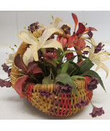 Small Artificial Flower Planter woven Basket Faux Indoor House Plant wit... - $7.50