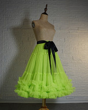 Neon Green A-line Layered Tulle Skirt Outfit Women Plus Size Ruffle Tulle Skirt image 4
