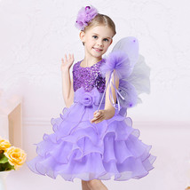 NWT Sequined Wedding Flower Girls Tutu Skirt Ball Gown 5 Layered Tulle D... - $19.99