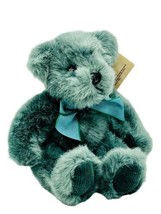 Russ Berrie Teal Blue Teddy Bear from the Past Item 1836 Corduroy Feet 6 inch - $18.69