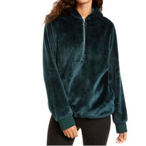 allbrand365 designer Womens Faux Fur Quarter Zip Hoodie Size X-Small Color Green - £61.91 GBP