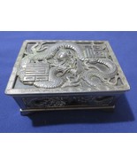 Vintage Oriental Dragon Metal Hinged  Wood Lined Trinket Box Made in Japan - £22.54 GBP