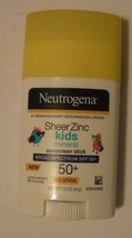 Neutrogena Sheer Zinc Kids Mineral Sunscreen Stick SPF 50+ SUN Big Stick Block - $7.69