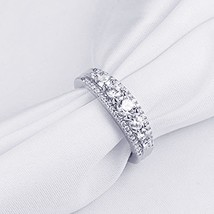 1.13ct Round VVS1/D 14K White Gold Plated 7-Stone Moissanite Wedding Band Ring - $124.66