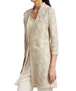 New NIC ZOE Hummingbird Knit Jacket Cardigan Open Front Gold Ivory Women... - €63,70 EUR