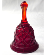 Vintage VIKING Art Glass GEORGIAN (Diamond Thumbprint) AMBERINA Bell And... - $585.33 MXN