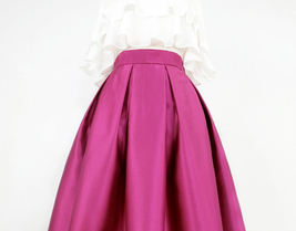 Black A-line Pleated Midi Skirt Outfit Women Custom Plus Size Party Midi Skirt image 8