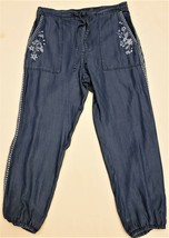 Johnny Was Olga Embroidered Jogger Pants Sz-S Blue Night - £94.37 GBP
