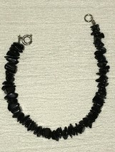 Estate Simple But Classic Black Plastic Faux Stone Nugget Bracelet - 7 inches in - £6.86 GBP