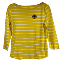 The Talbots Tee Womens Yellow &amp; White Striped 3/4 Sleeves Scoop Neck Shirt Size - £13.62 GBP