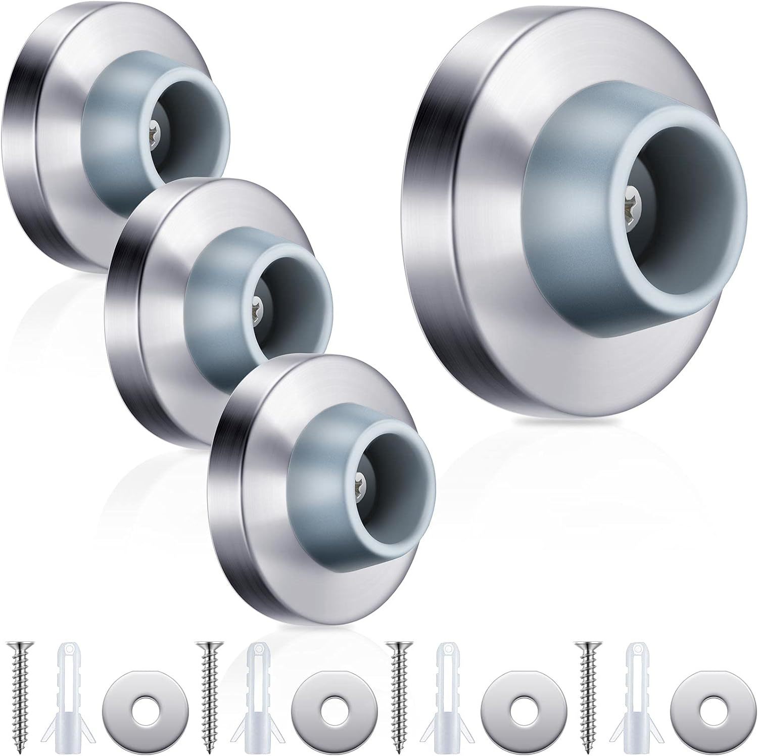Pangda 4 Pieces Concave Wall Door Bumper Stop Silver Stainless Steel Wal... - $13.39