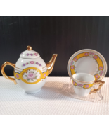 Vintage Miniature Imperial Porcelain Teapot with Cup and Saucer - $150.79 MXN