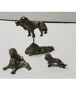 Vintage Pewter Lions Set of 3 Hudson Collectibles Home Decoration  - £35.63 GBP