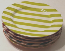 $12 Costa del Sol Stripes Ceramic Salad Plates Retired Blue Green Red Lot of 5 - $14.08