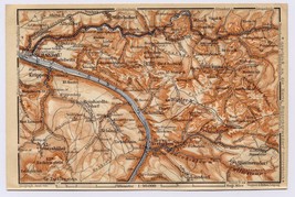 1910 Original Antique Map Of Saxon Switzerland Bad Schandau Saxony Germany - £13.66 GBP