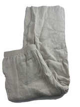 JM Collection Womens Linen Pants 16 Beige Drawstring Pockets Flat Front - £8.88 GBP