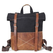 2022 New Waterproof Canvas Backpack Crazy Horse Leather Wear Resistant Large Cap - £112.62 GBP