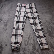 Em &amp; Alfie LOVE Fleece Jogger Lounge Pants Womens S Pink Black Plaid Seq... - £23.34 GBP