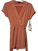 New $109 1. State Short Sleeve Wrap Front Tie Waist Peach Romper Size XS - £28.35 GBP