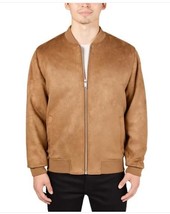 Infinity Mens Bomber Jacket Tan Faux Suede Stretch Pockets Lined Heavywe... - $1,049.56 MXN