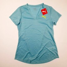 Puma Women&#39;S V Neck T-Shirt Performance Wear Size Medium Blue Polyester ... - $16.82