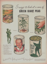 Vintage 1943 5 Ways To Look At A Can Of Green Giant Peas Advertisement - $6.49