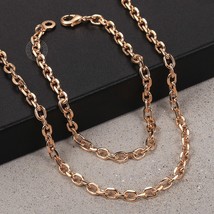 Fashion 5mm Women&#39;s Men&#39;s Jewelry Sets 585 Rose Gold Color Copper Cable Chain Br - £18.30 GBP