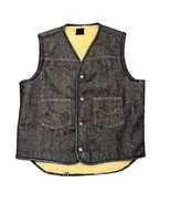 Sears Roebucks Men&#39;s Sherpa Lined Denim Jean Western Vest Size Large Tal... - $37.36