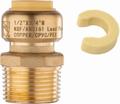 EFIELD Push Fit 1/2 Inch X 3/4 Male Adapter Push to Connect Pex Copper, CPVC, wi - £11.89 GBP