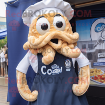 Navy Fried Calamari mascot costume character dressed with a Culottes and Suspend - £962.74 GBP