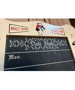 Vtg wall Hanging Wood framed DATE SLATE chalk memo Board Malt Shop Drive-In - £51.70 GBP