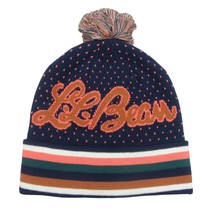 L.L. Bean Pom Beanie Cap Unisex One Size Fit Navy Multi NEW - $27.95