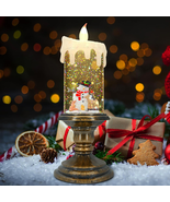Christmas Flameless Snow Globe Candles – LED Flickering Lights w/ Timer - $40.61