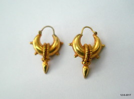 ethnic sterling silver gold vermeil gold gilded earrings hoop earrings - $147.51