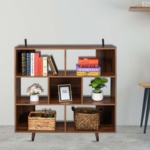 7-Cube Shelves Bookcase Storage Bookshelf Office Display Organizer Walnut Color - £147.38 GBP