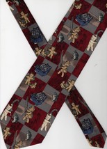 TED THE BEAR Novelty Necktie silk 57x4 fly fishing Teddy Bear gray maroon  - £7.39 GBP