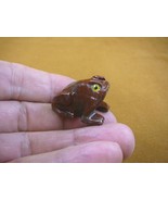 y-fro-21 baby FROG carving red white stone gemstone SOAPSTONE love littl... - $8.59