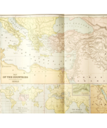 1883 Map Of The Countries Listed In The Bible Victorian Antique Bi-fold ... - $42.29 CAD