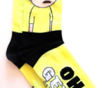 NEW 1 PAIR RICK AND MORTY OH GEEZ SOCKS YELLOW AND BLACK SHOE SIZE  6-12 - $12.95