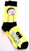 NEW 1 PAIR RICK AND MORTY OH GEEZ SOCKS YELLOW AND BLACK SHOE SIZE  6-12 - $12.95