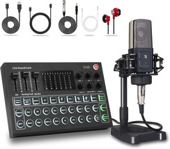 Rhm Podcast Equipment Bundle, All-In-One Audio Interface Dj Mixer With - £72.64 GBP