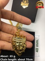 Elvis Presley Lion Head Gold Plated Pendant Necklace 28 Inch Hip Hop Men - £21.13 GBP