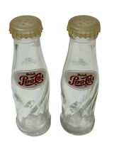 Vintage Pepsi Cola Salt And Pepper Shakers Glass Bottles Cute Old Logo L... - $21.38