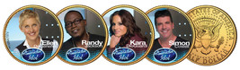 American Idol 2009 Jfk Half Dollar 24K Gold Plated 4-Coin Set Ellen Simon Randy - £22.00 GBP