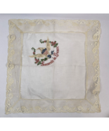 Vintage Hankie Handkerchief Embroidered Silk Lace 1919 WW1 Souvenir Anti... - €18,81 EUR
