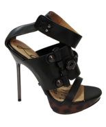 Lanvin ETE 2011 Black Leather Heel Stiletto Ankle Strap Stud Pump EU 35 ... - $239.44 CAD