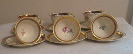 6 SETS OF PICKARD T-CUP &amp; SAUCER HAND PAINTED  GOLD TRIM - $111.31