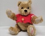 Vintage Handcrafted By Joanne Wietgrefe Jointed Teddy Bear Red Sweater - $44.45